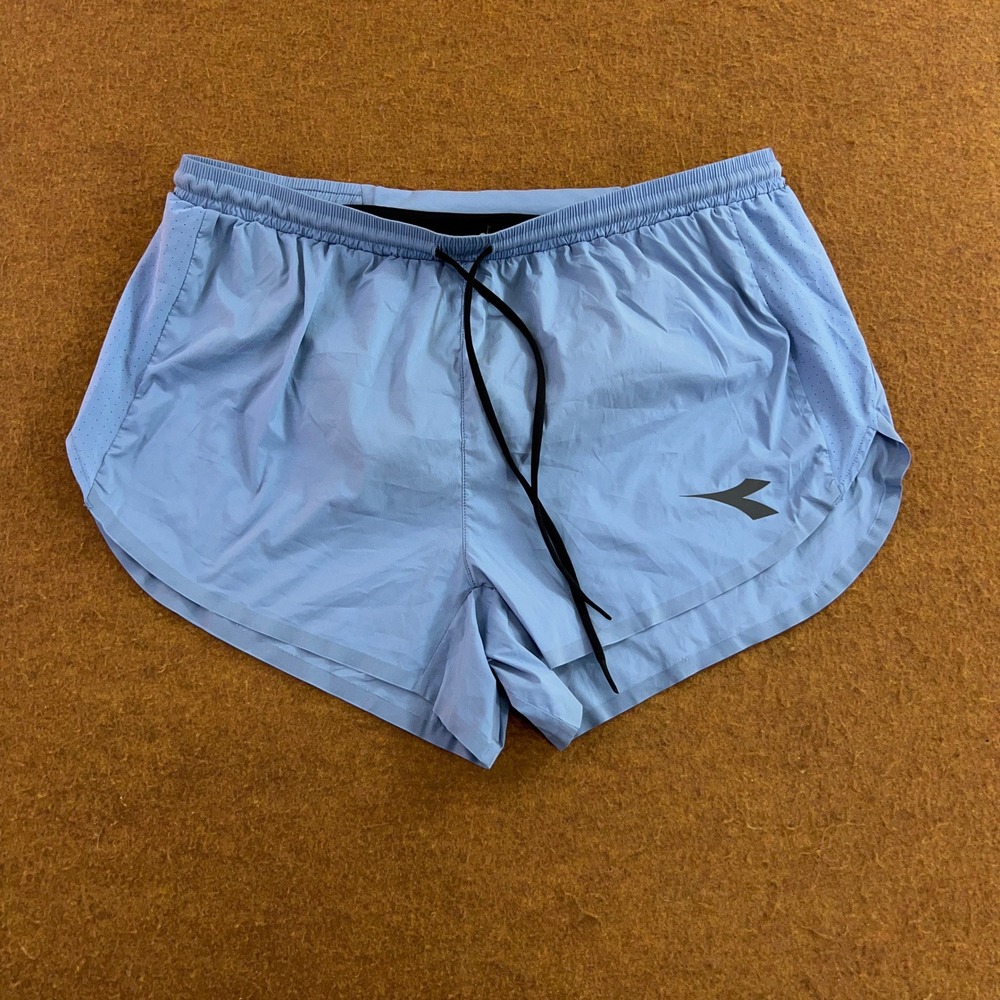 Diadora Mens Medium Blue Fibrazero Perforated Split Leg Athletic Running Shorts